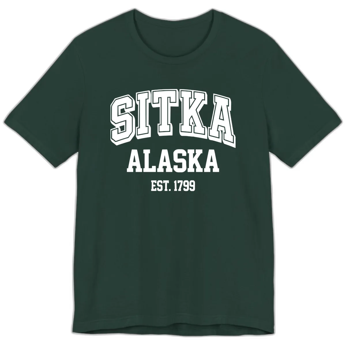 Sitka Alaska Est 1799 Vintage Badge Premium T-Shirt in Forest
