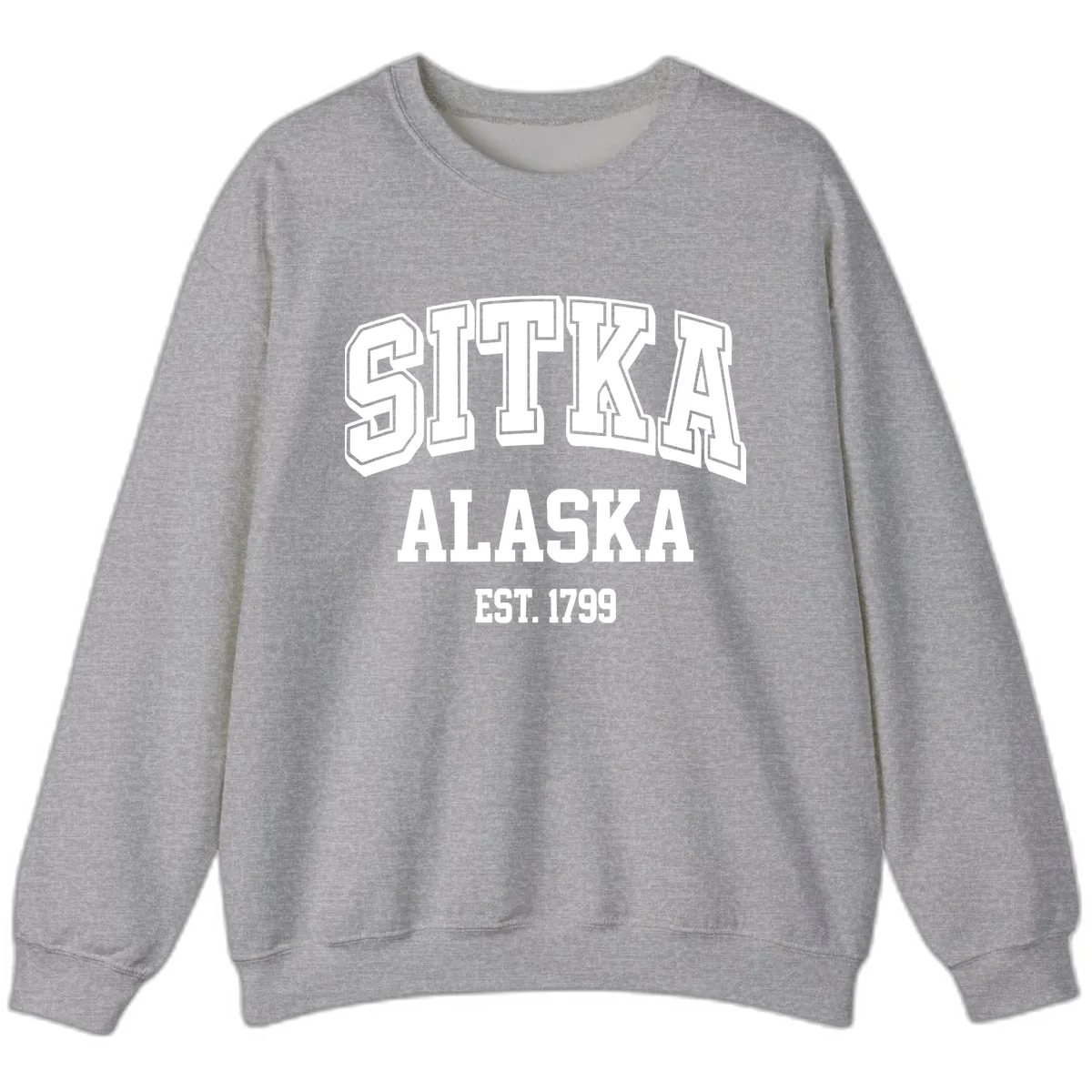 Sitka Alaska Est 1799 Vintage Badge Sweatshirt in Sport Grey