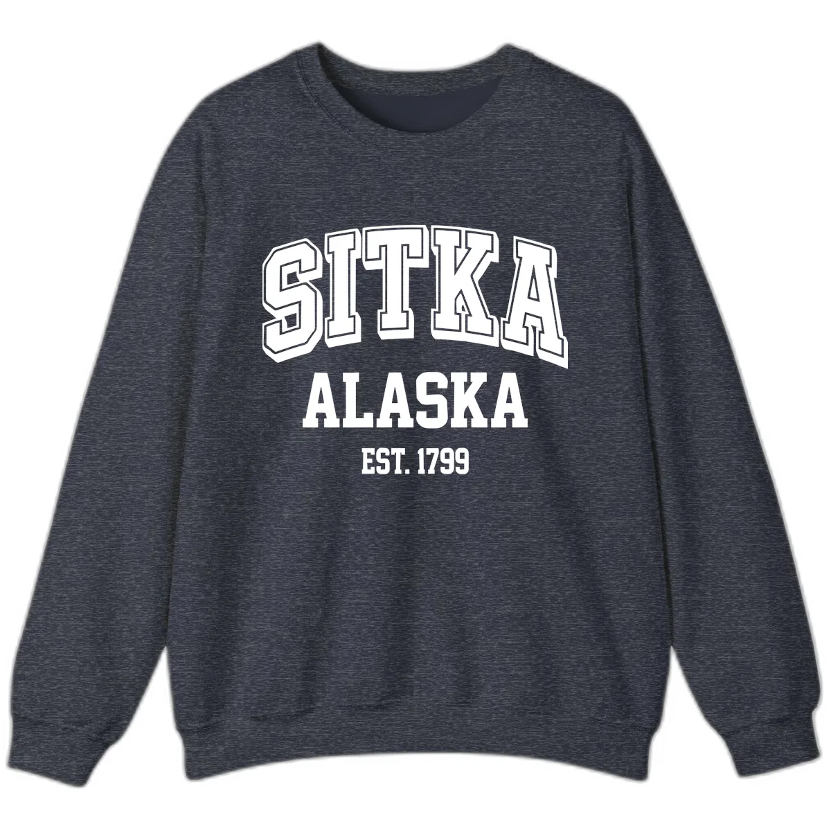 Sitka Alaska Est 1799 Vintage Badge Sweatshirt in Heather Sport Dark Navy