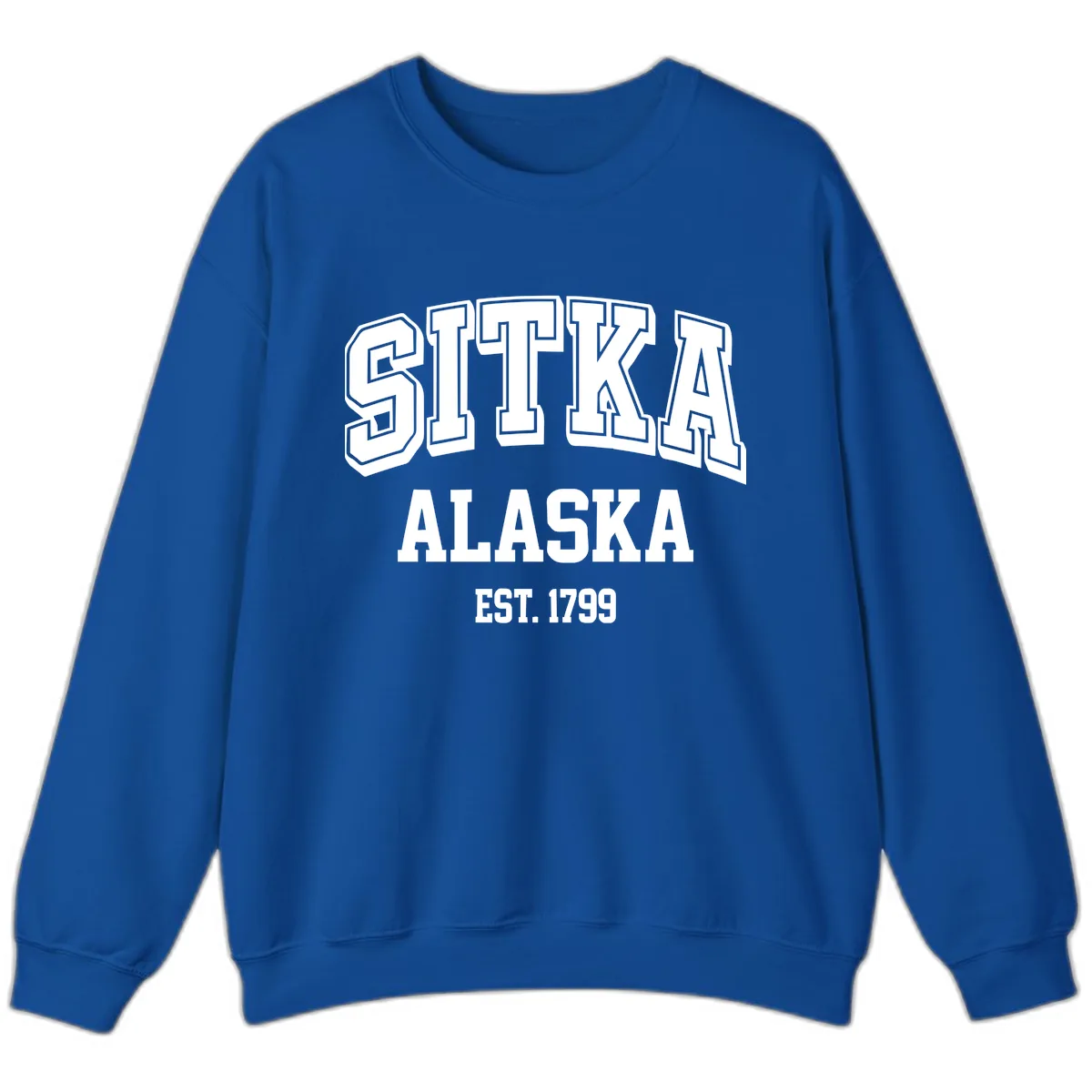 Sitka Alaska Est 1799 Vintage Badge Sweatshirt in Royal
