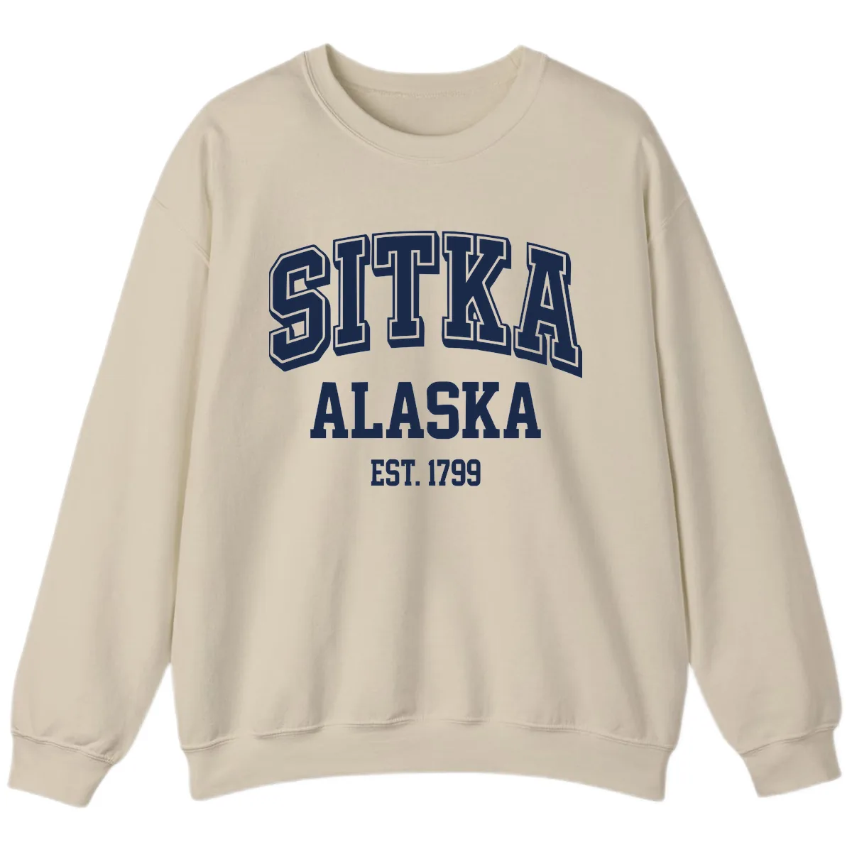 Sitka Alaska Est 1799 Vintage Badge Sweatshirt in Sand