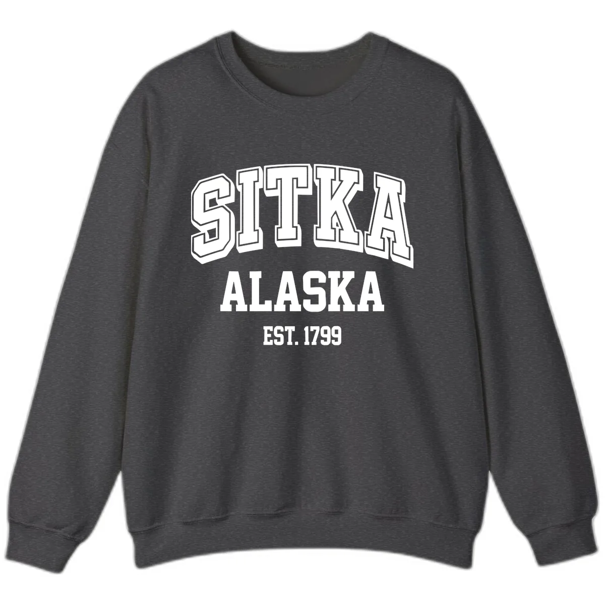 Sitka Alaska Est 1799 Vintage Badge Sweatshirt in Dark Heather