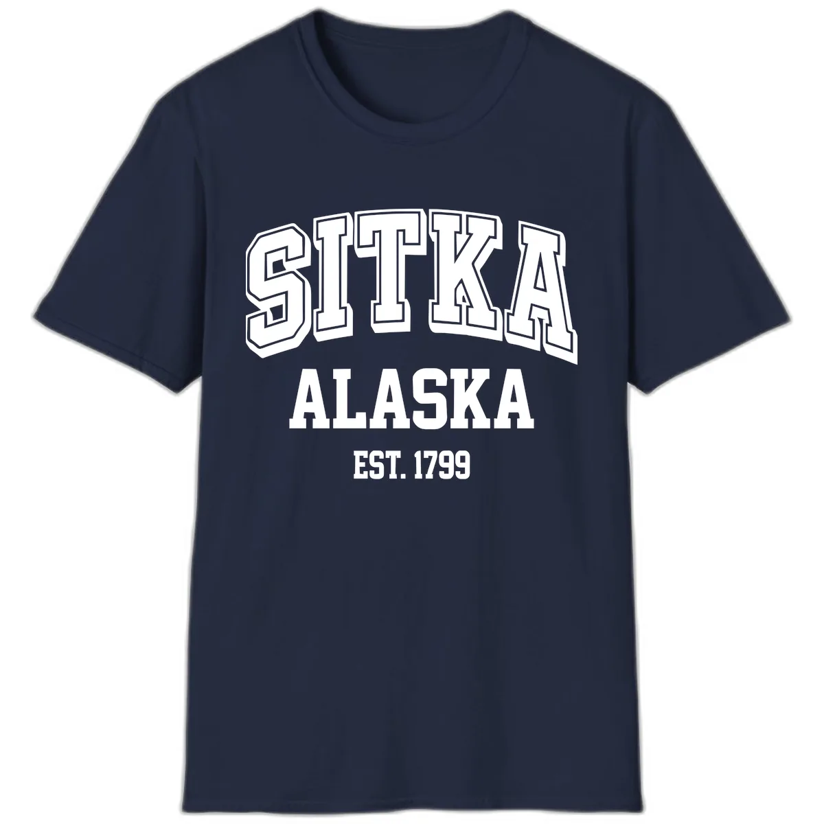 Sitka Alaska Est 1799 Vintage Badge T-Shirt in Navy