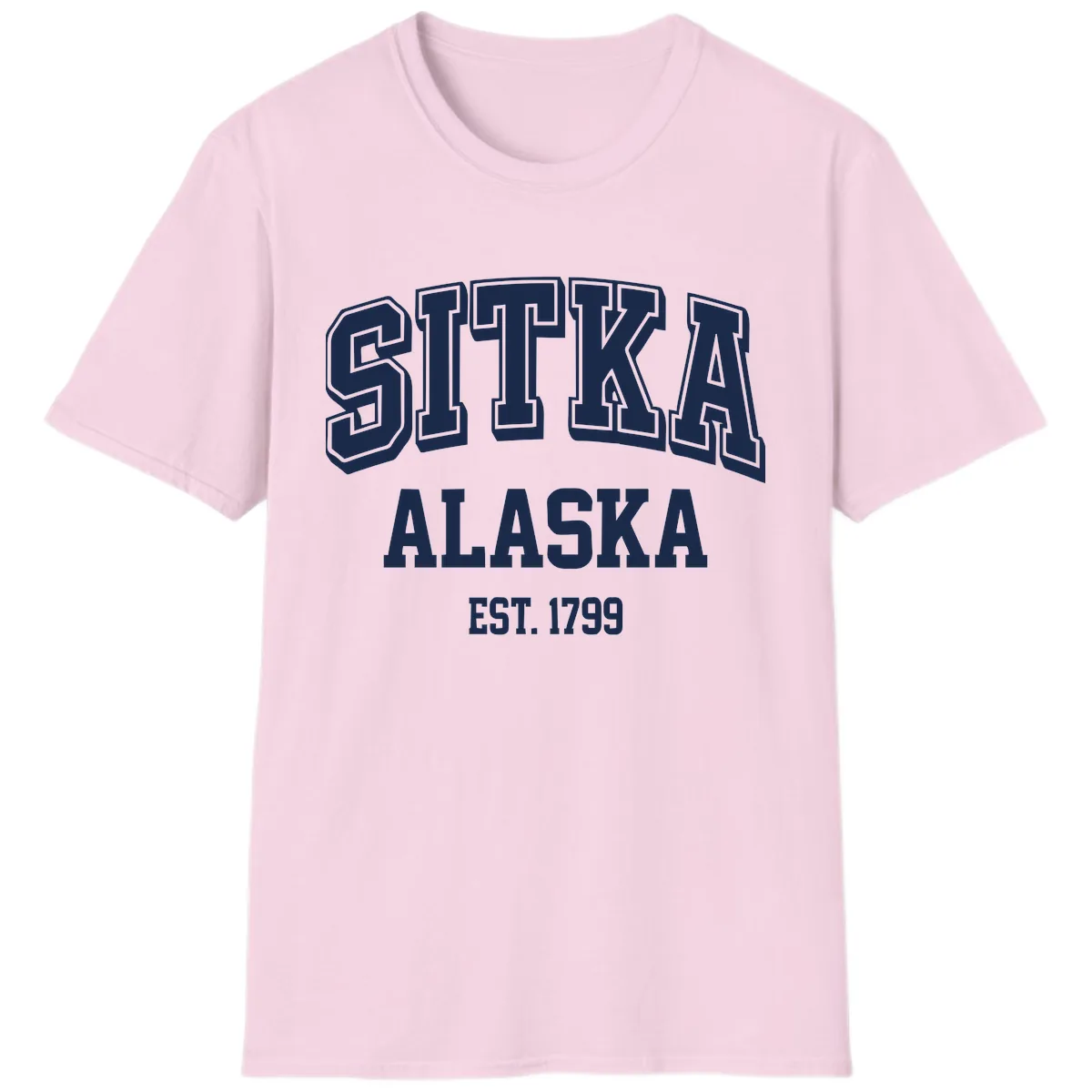 Sitka Alaska Est 1799 Vintage Badge T-Shirt in Light Pink
