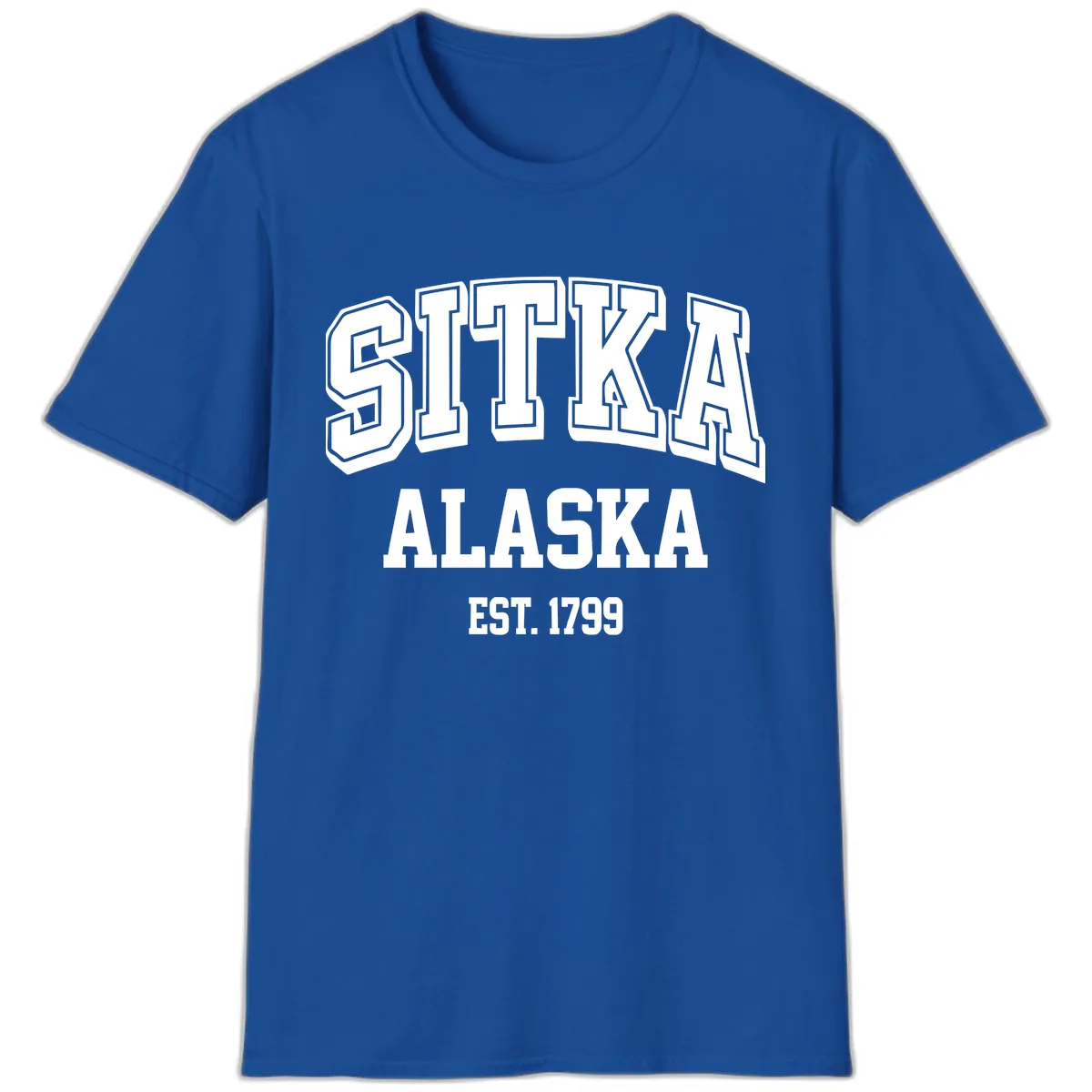 Sitka Alaska Est 1799 Vintage Badge T-Shirt in Royal