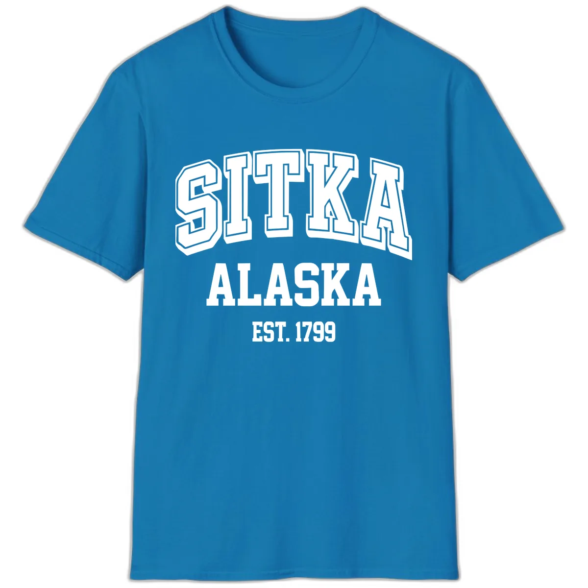 Sitka Alaska Est 1799 Vintage Badge T-Shirt in Sapphire