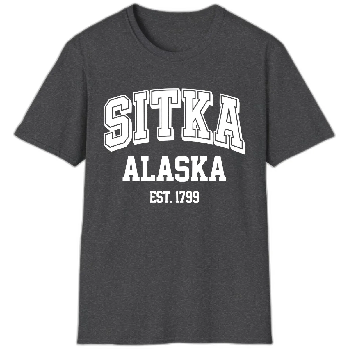 Sitka Alaska Est 1799 Vintage Badge T-Shirt in Dark Heather