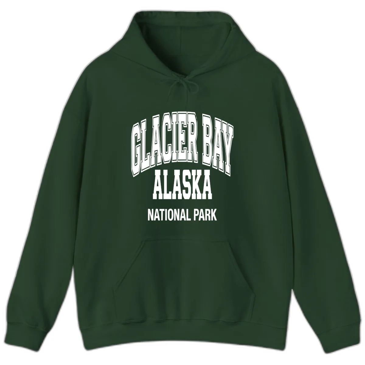 Glacier Bay Alaska National Park Hoodie in Forest Green