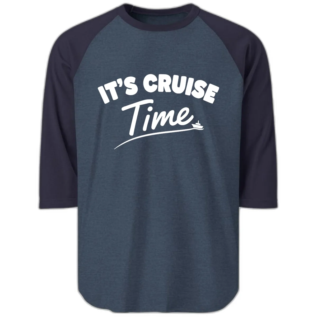 It's Cruise Time Raglan 3/4 in Heather Denim Navy