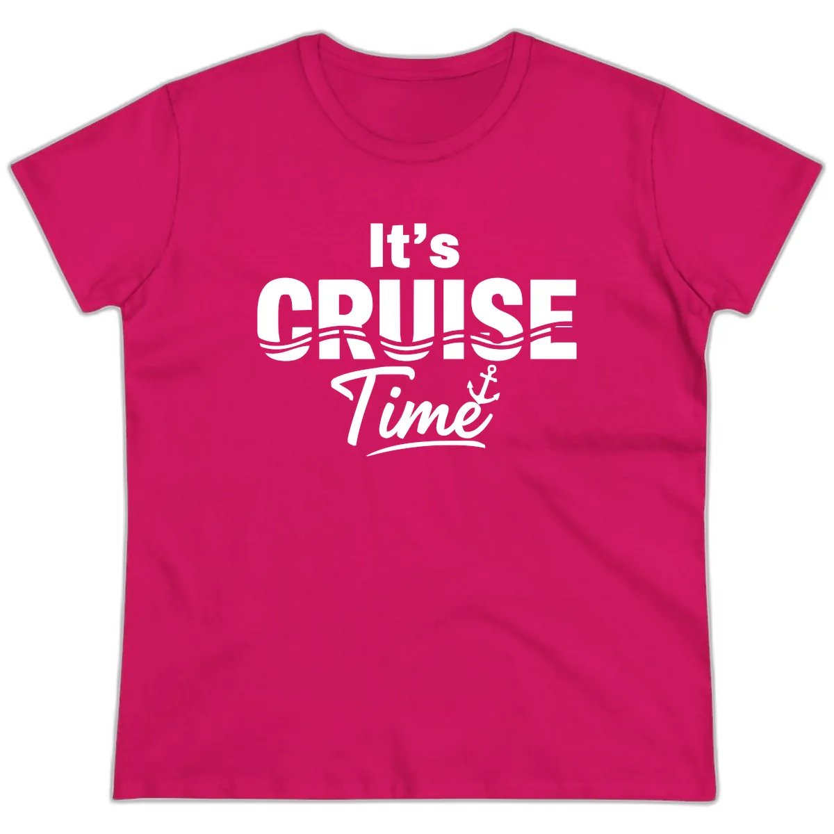 It's Cruise Time Ladies Tee in Heliconia