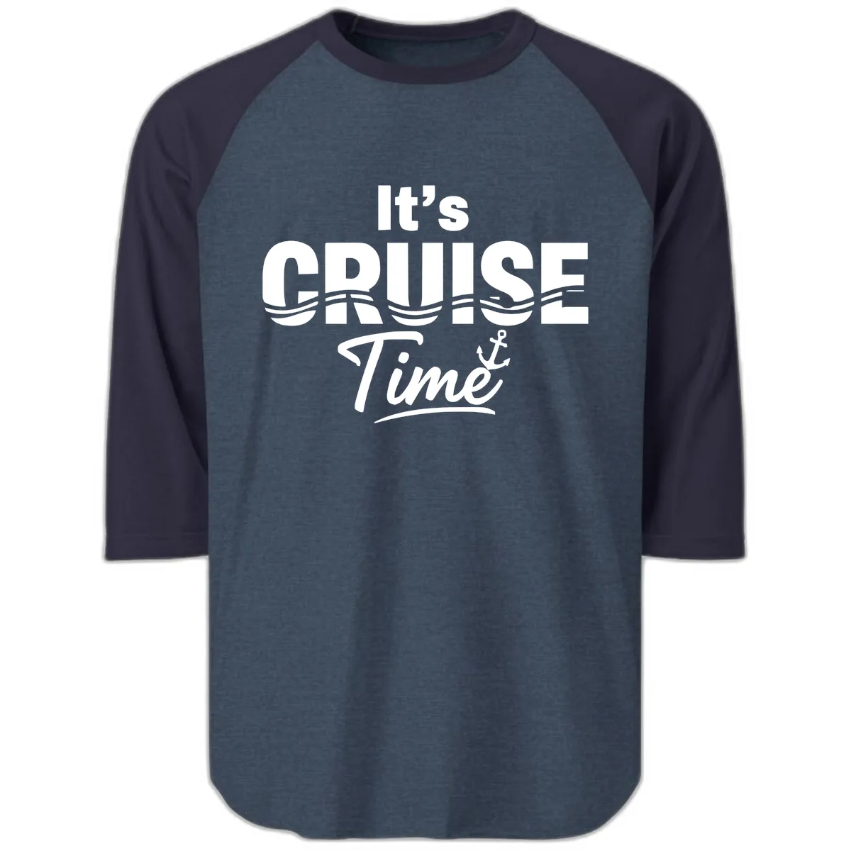 It's Cruise Time Raglan 3/4 in Heather Denim Navy