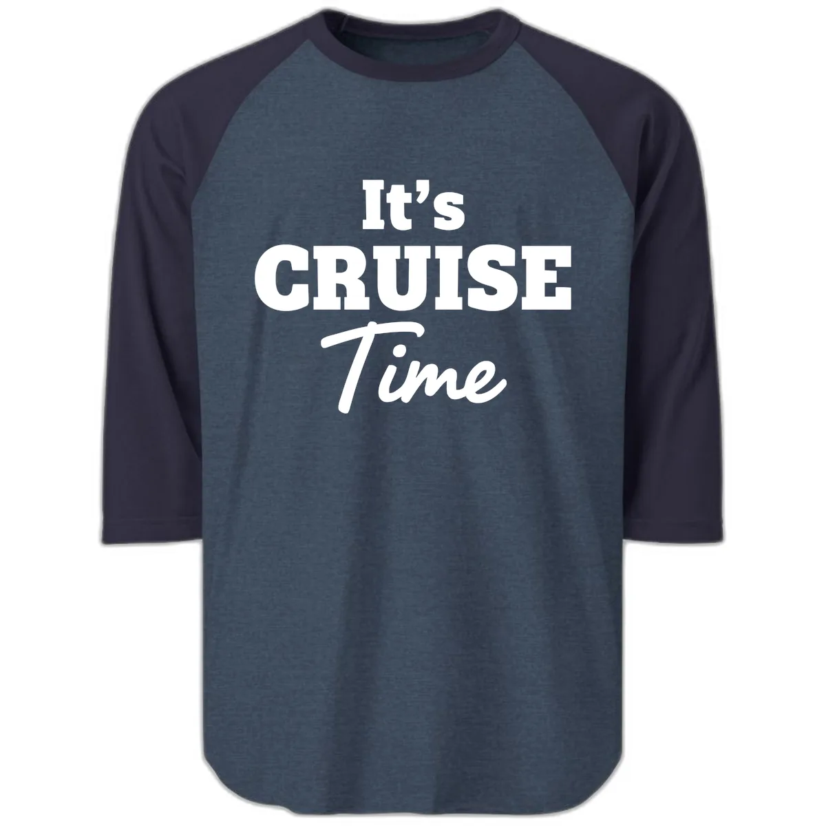 It's Cruise Time Raglan 3/4 in Heather Denim Navy