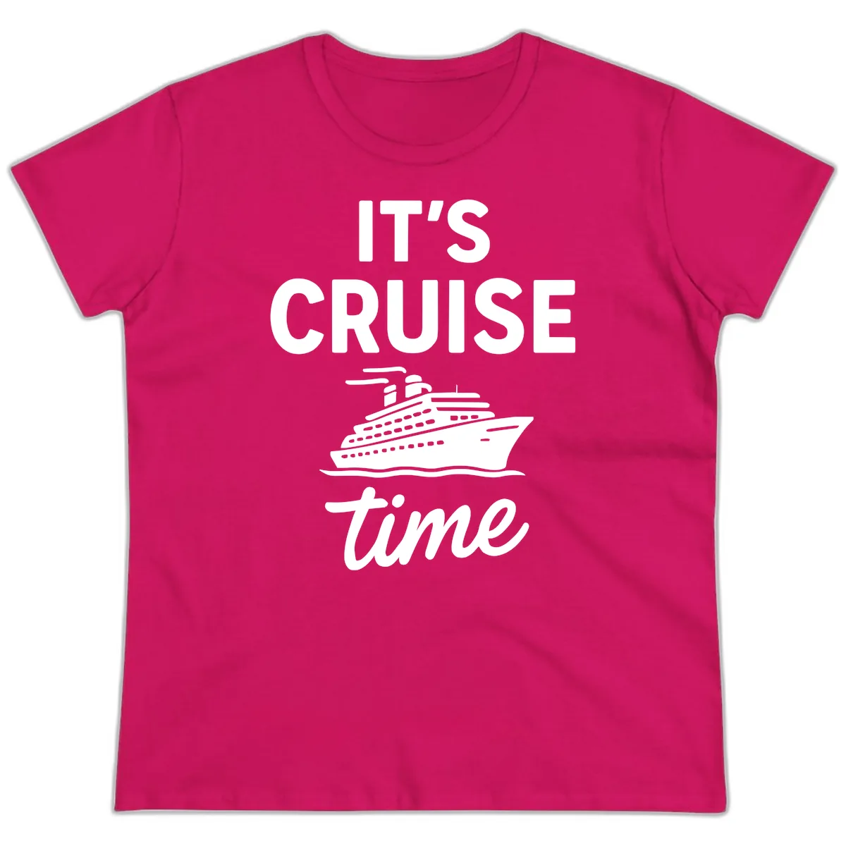 It's Cruise Time Ladies Tee in Heliconia