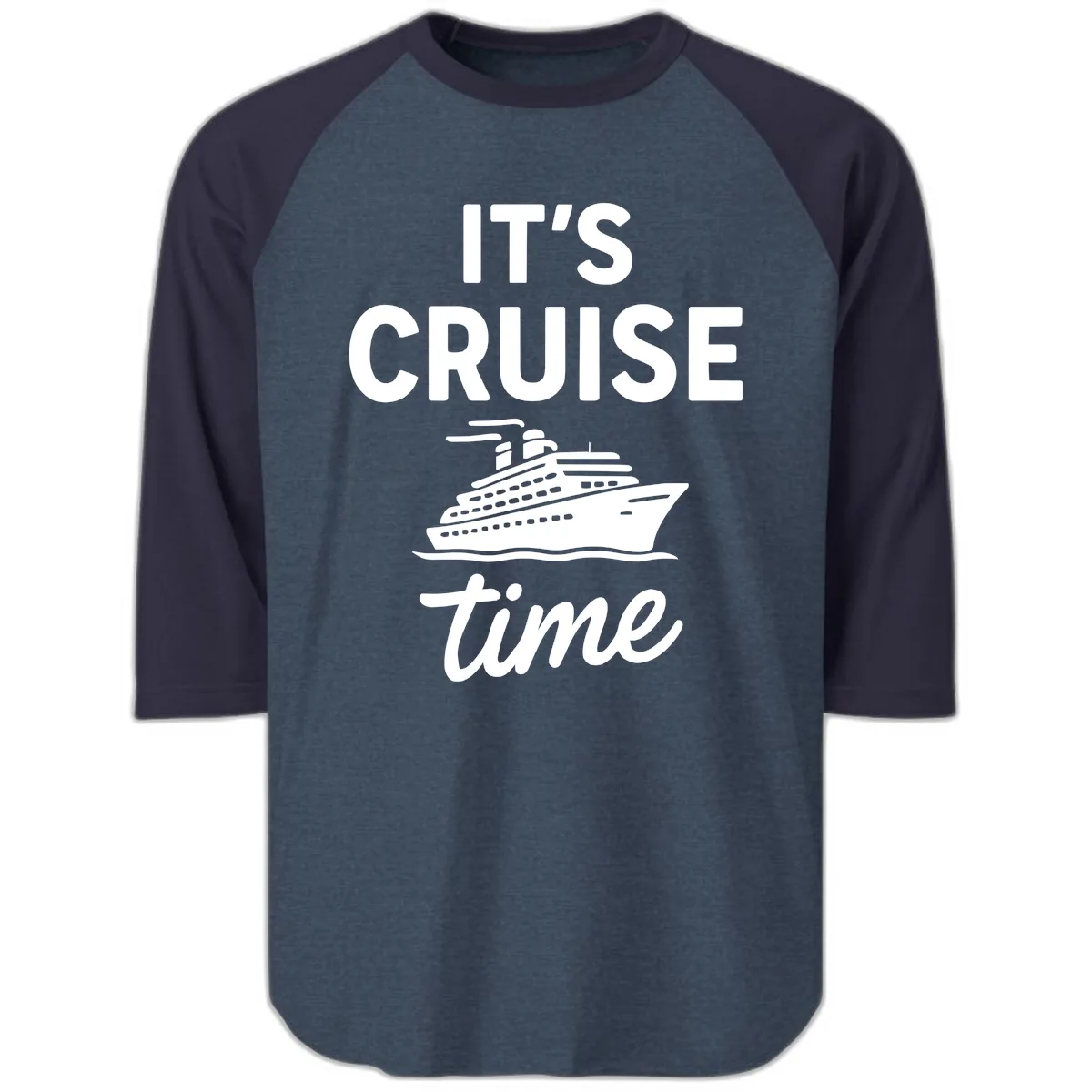 It's Cruise Time Raglan 3/4 in Heather Denim Navy