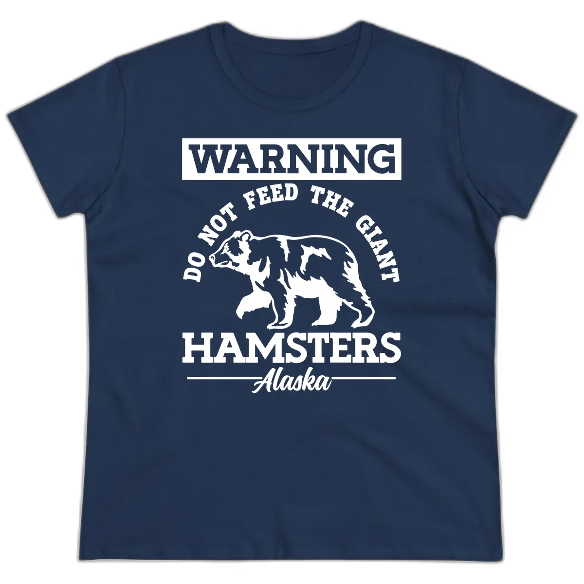 Do Not Feed The Giant Hamsters Alaska Ladies Tee in Navy