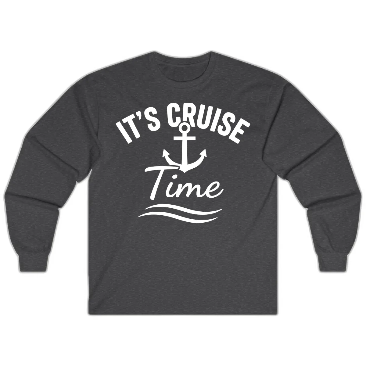 It's Cruise Time Anchor Long Sleeve in Dark Heather