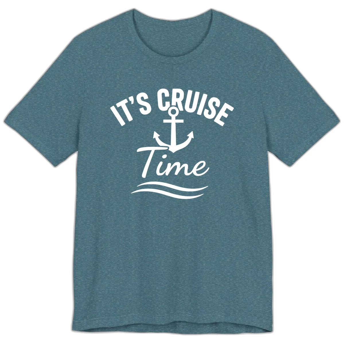 It's Cruise Time Anchor Premium T-Shirt in Heather Deep Teal