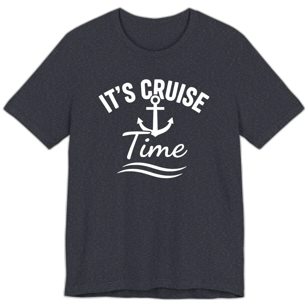 It's Cruise Time Anchor Premium T-Shirt in Heather Navy