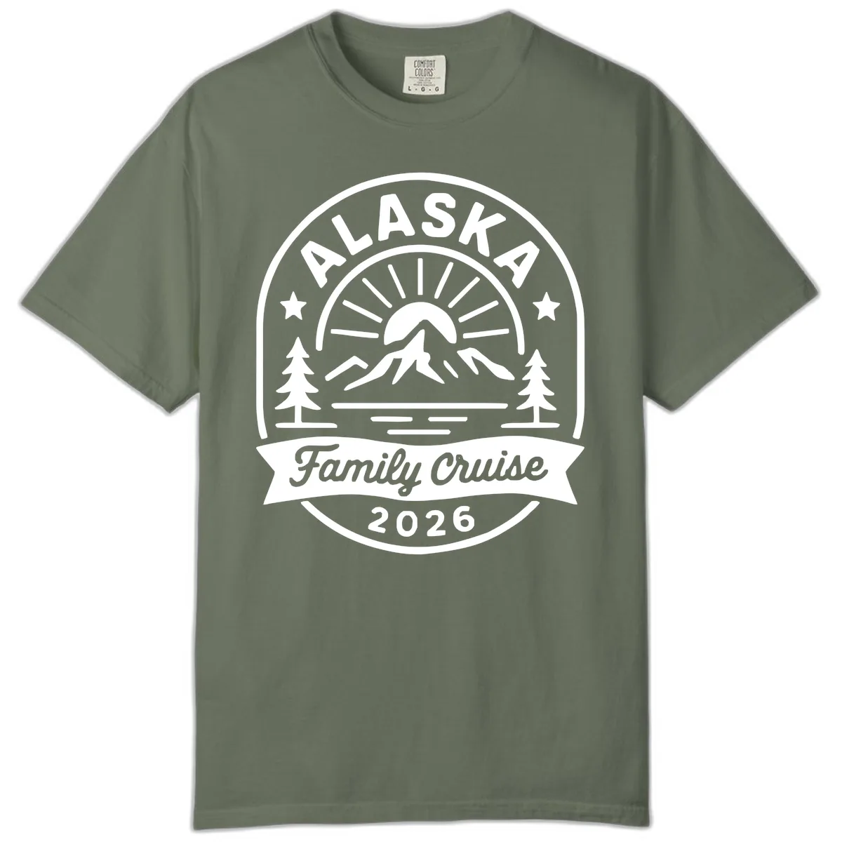 Alaska Family Cruise 2026 Badge Comfort Color in Moss