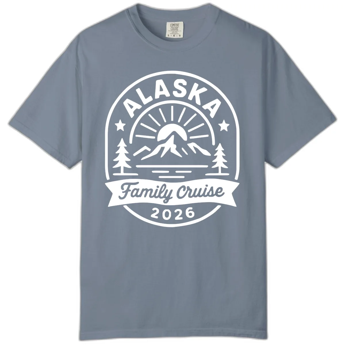 Alaska Family Cruise 2026 Badge Comfort Color in Blue Jean