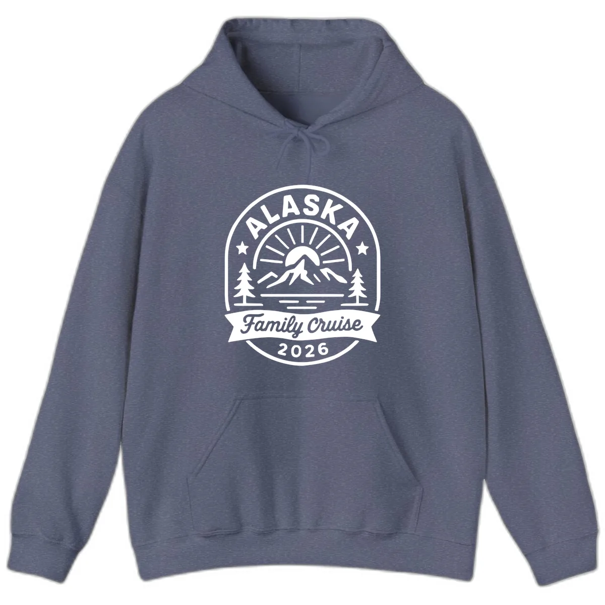 Alaska Family Cruise 2026 Badge Hoodie in Heather Navy