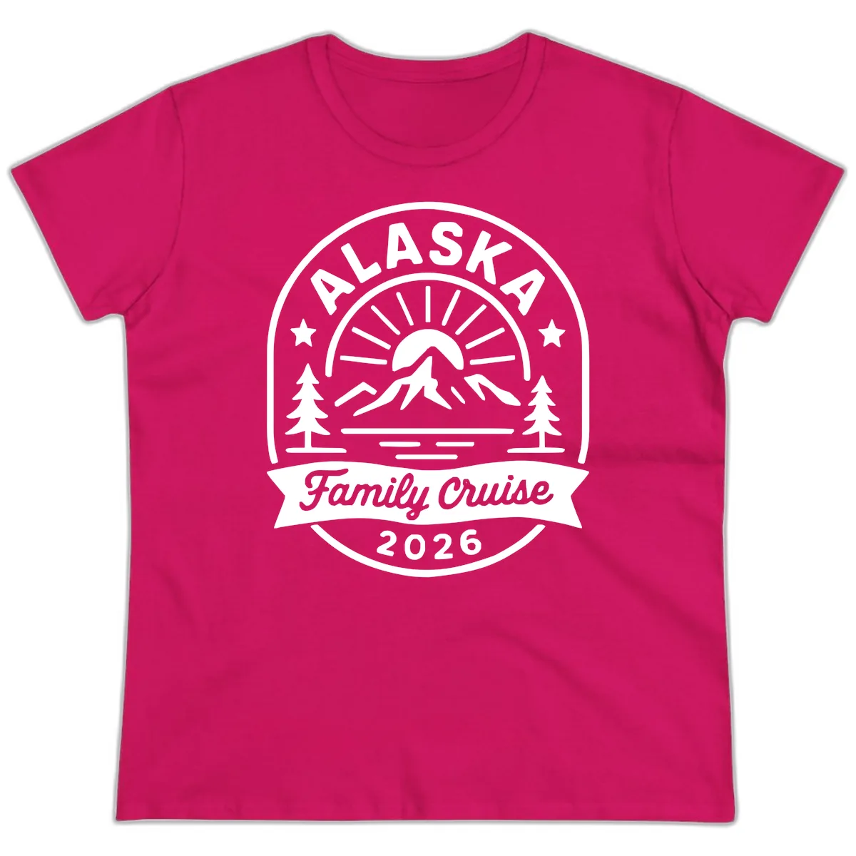 Alaska Family Cruise 2026 Badge Ladies Tee in Heliconia