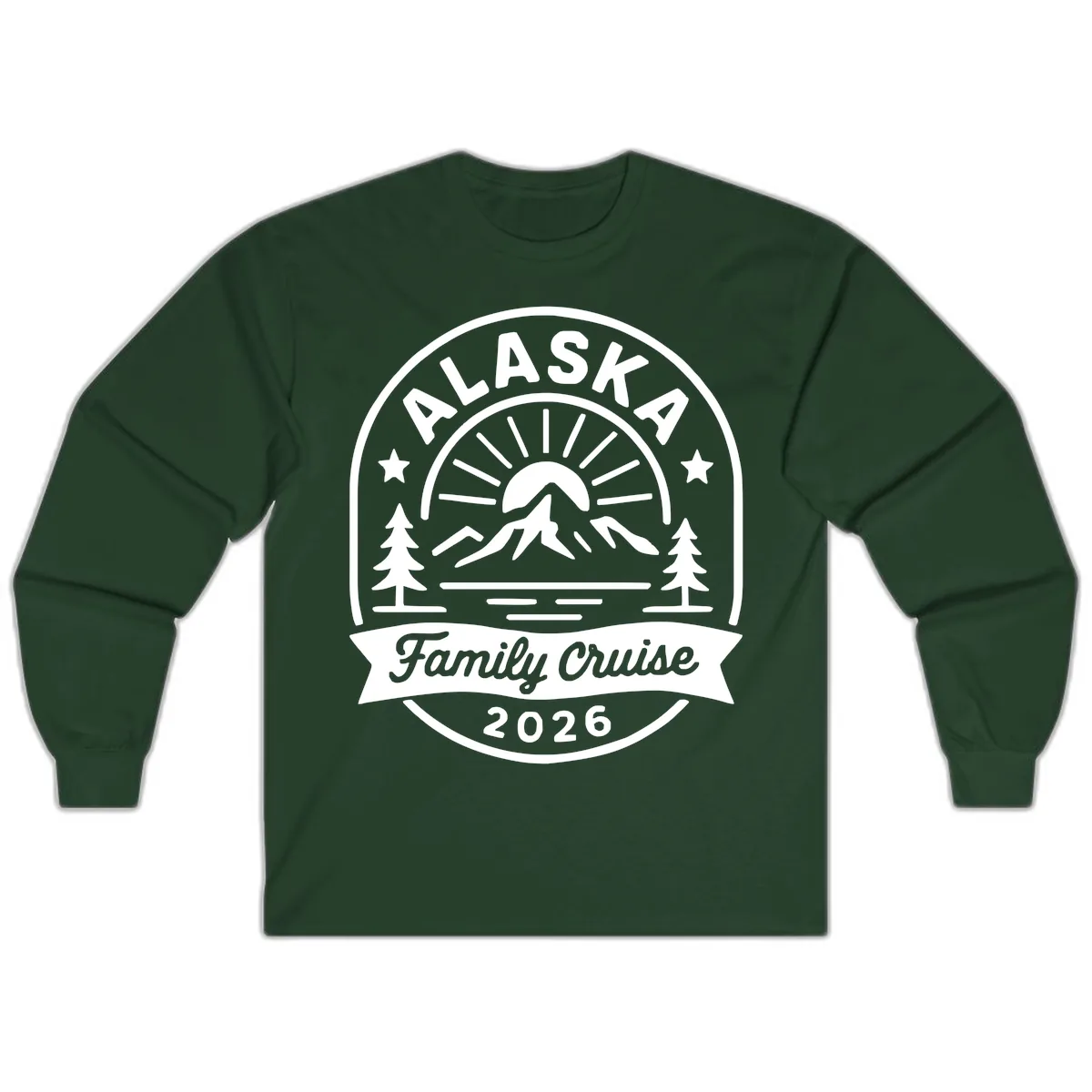 Alaska Family Cruise 2026 Badge Long Sleeve in Forest Green