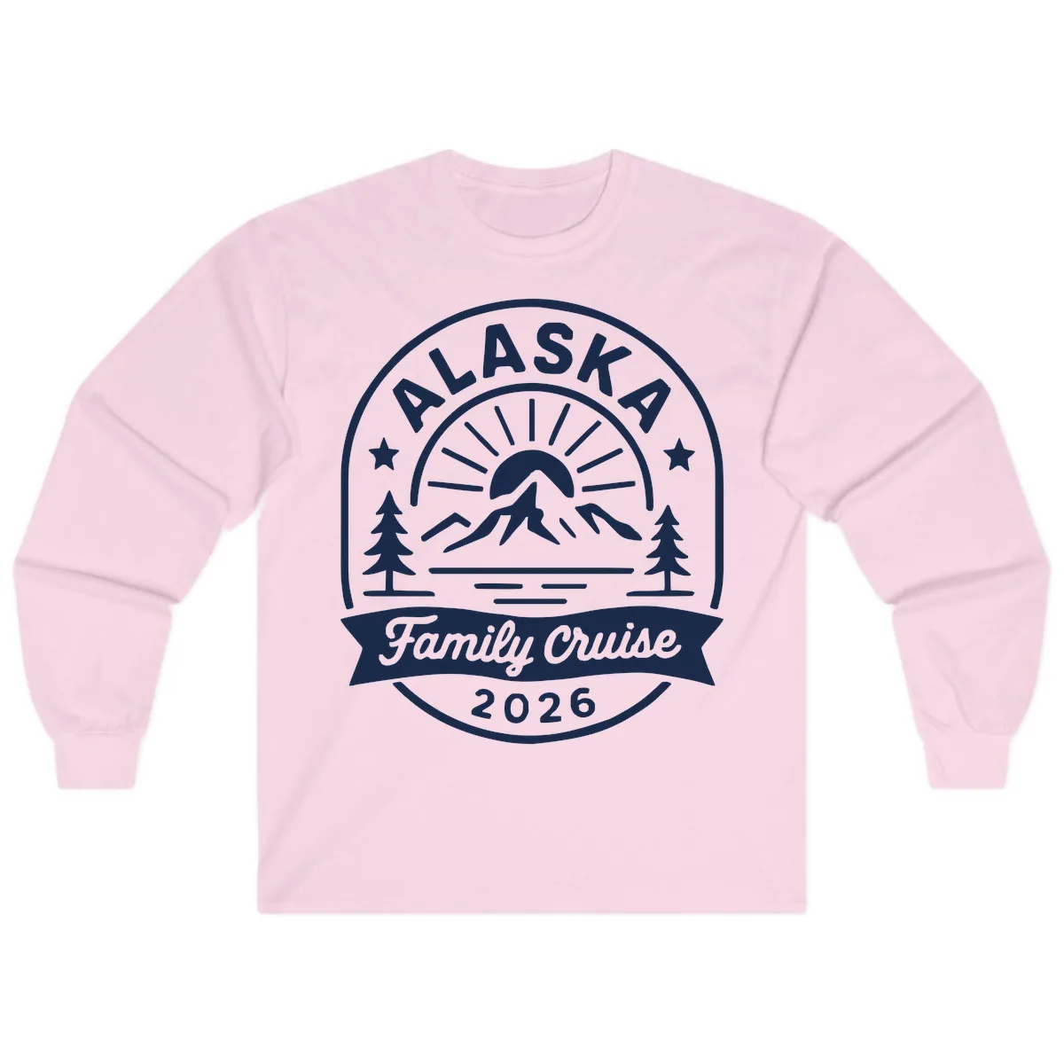 Alaska Family Cruise 2026 Badge Long Sleeve in Light Pink