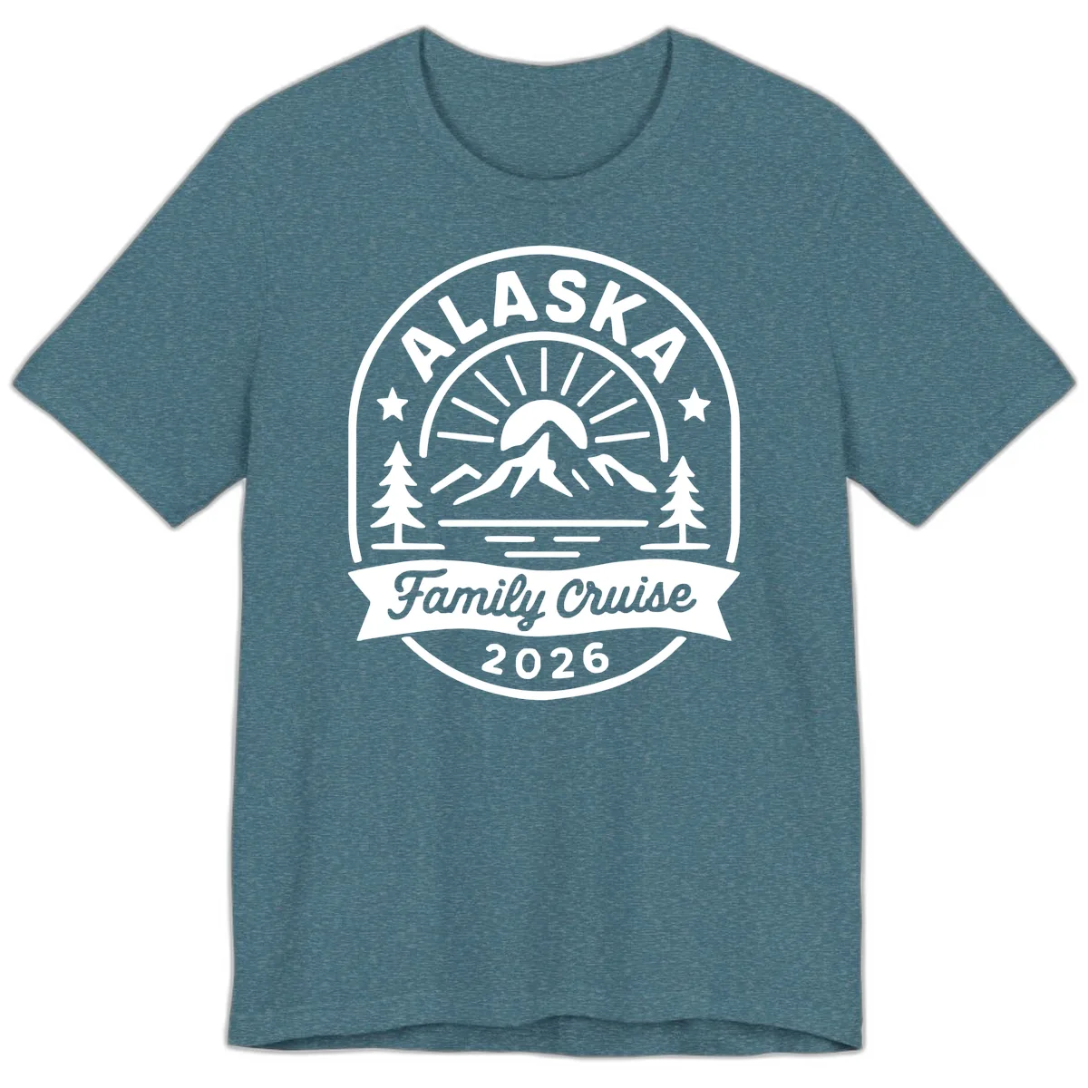 Alaska Family Cruise 2026 Badge Premium T-Shirt in Heather Deep Teal