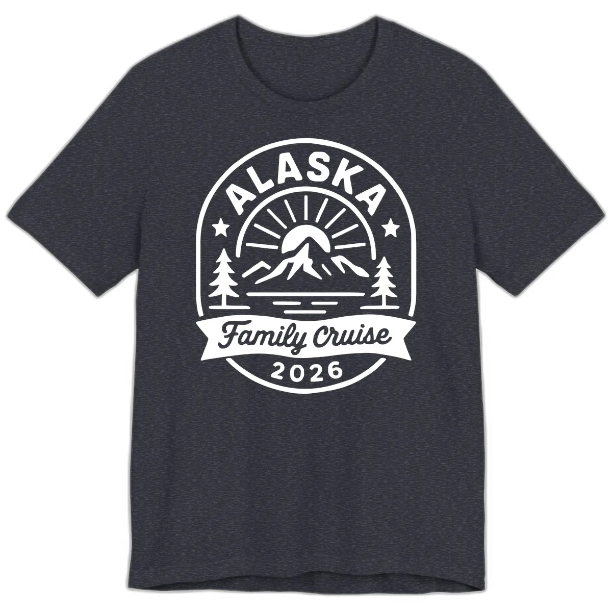 Alaska Family Cruise 2026 Badge Premium T-Shirt in Heather Navy