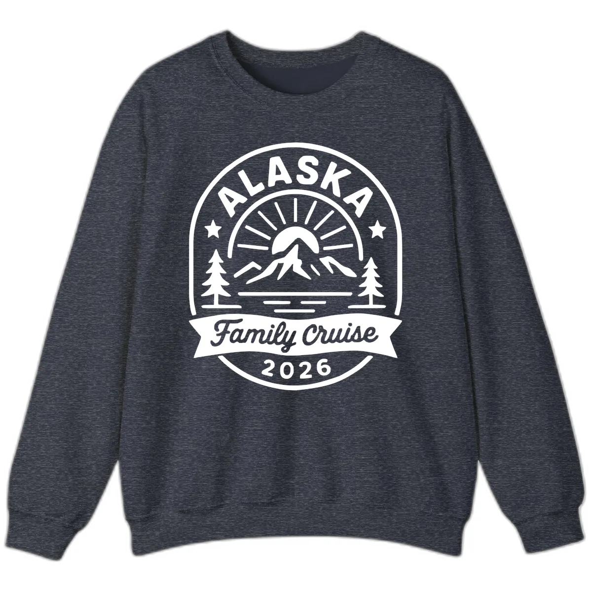Alaska Family Cruise 2026 Badge Sweatshirt in Heather Sport Dark Navy
