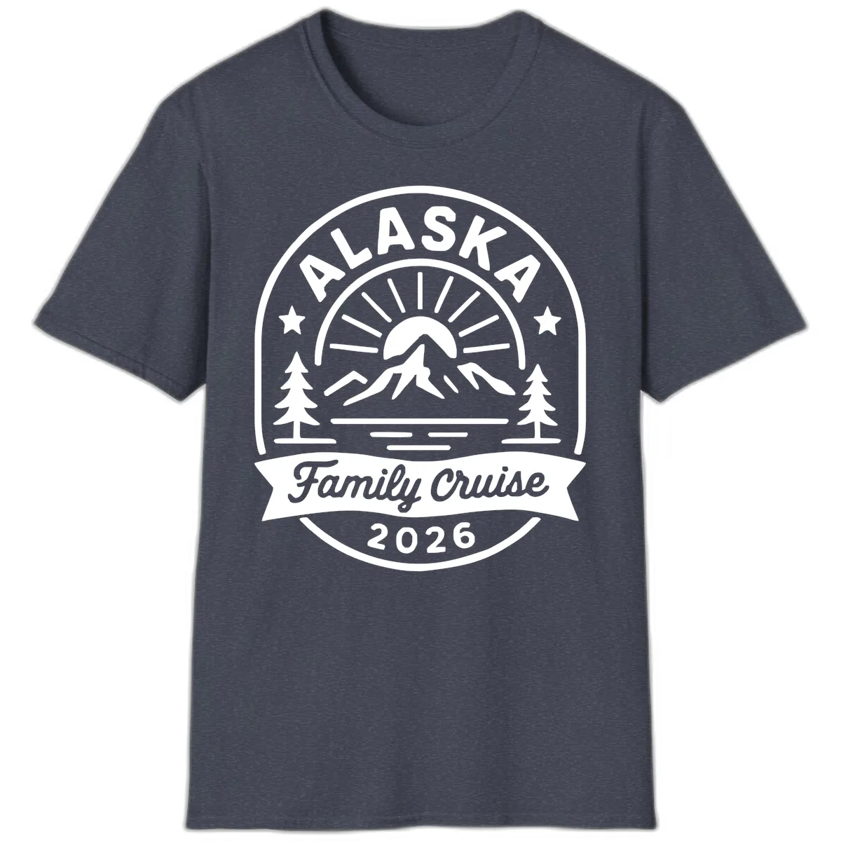 Alaska Family Cruise 2026 Badge T-Shirt in Heather Navy