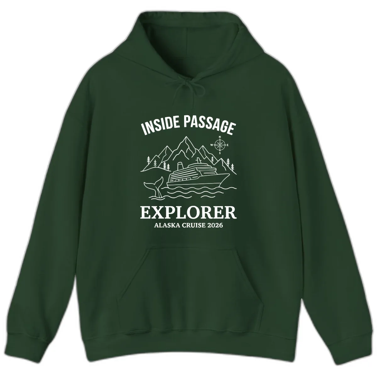 Inside Passage Explorer Alaska Cruise 2026 Hoodie in Forest Green