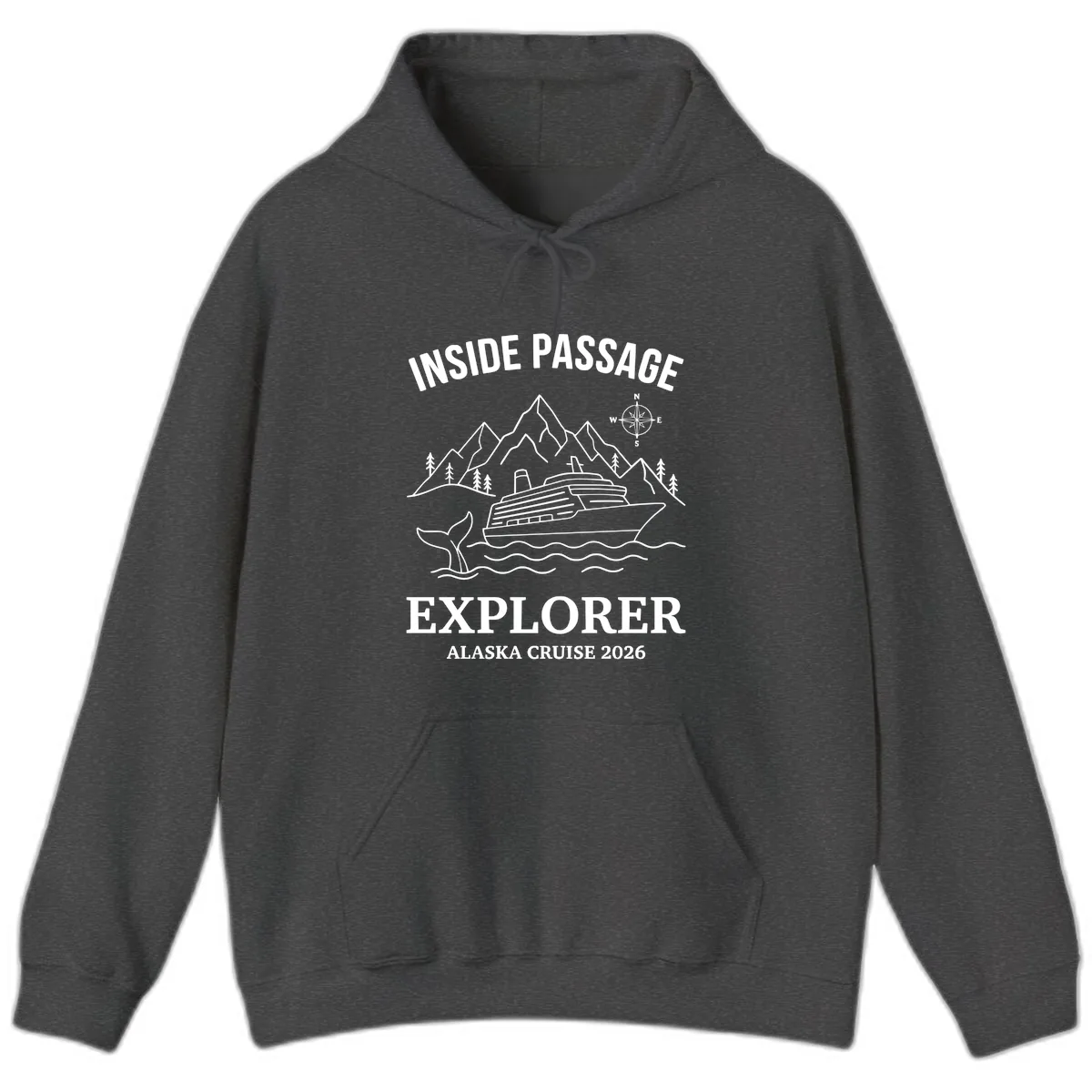 Inside Passage Explorer Alaska Cruise 2026 Hoodie in Dark Heather