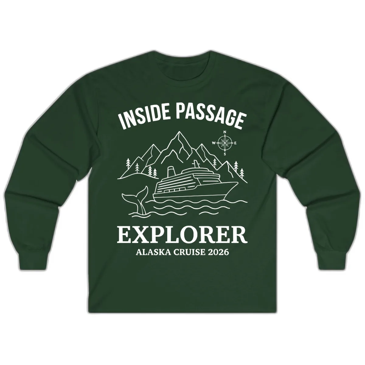 Inside Passage Explorer Alaska Cruise 2026 Long Sleeve in Forest Green
