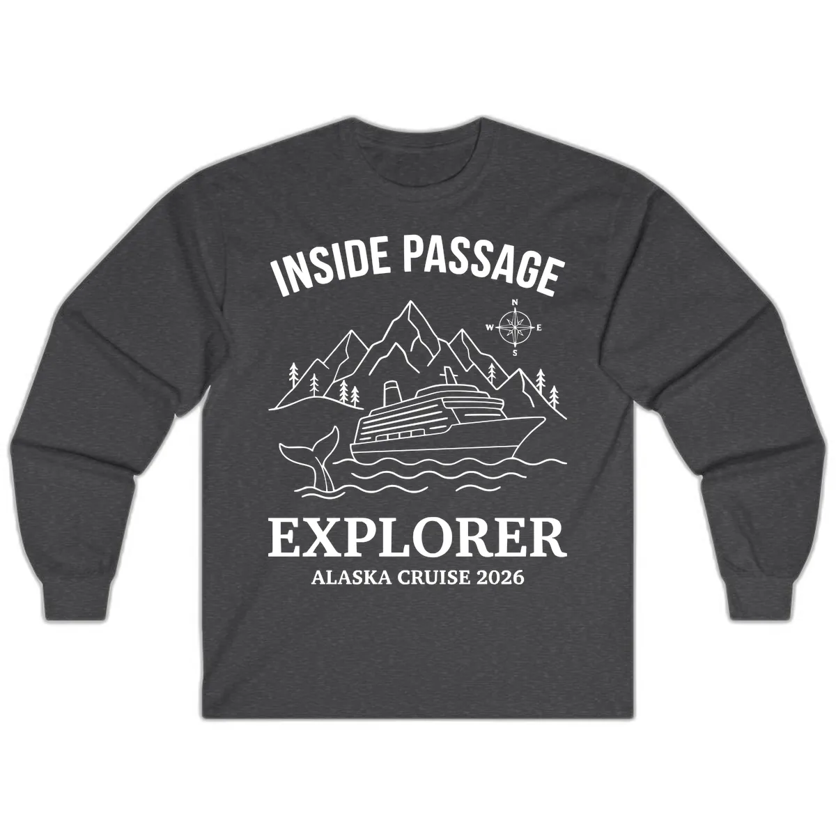 Inside Passage Explorer Alaska Cruise 2026 Long Sleeve in Dark Heather