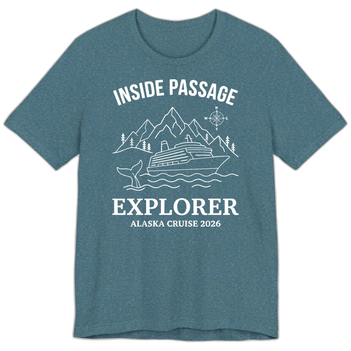 Inside Passage Explorer Alaska Cruise 2026 Premium T-Shirt in Heather Deep Teal