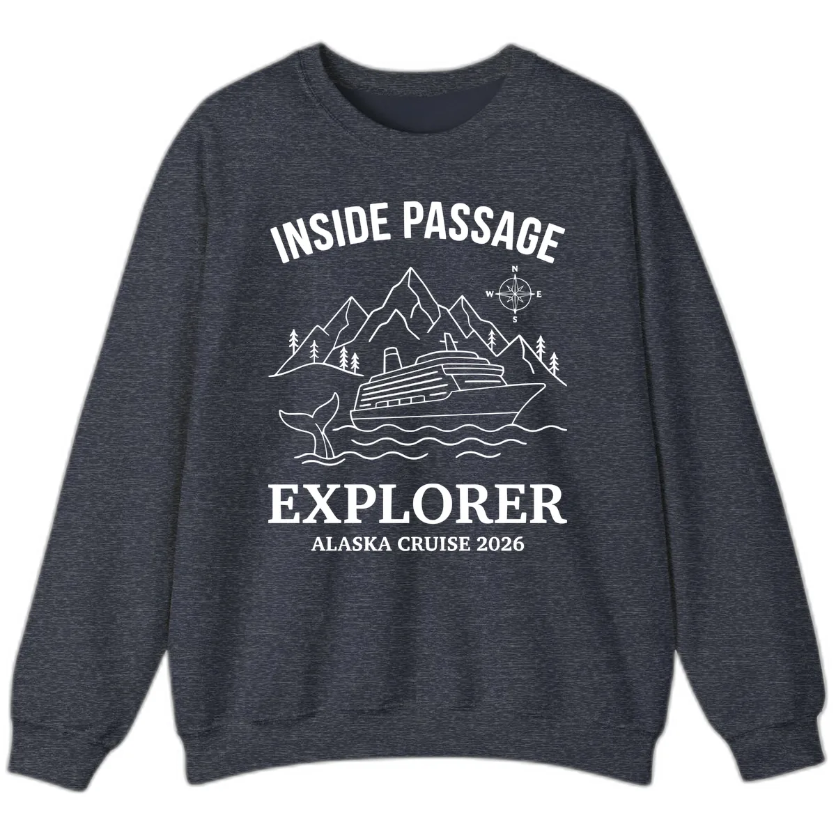 Inside Passage Explorer Alaska Cruise 2026 Sweatshirt in Heather Sport Dark Navy