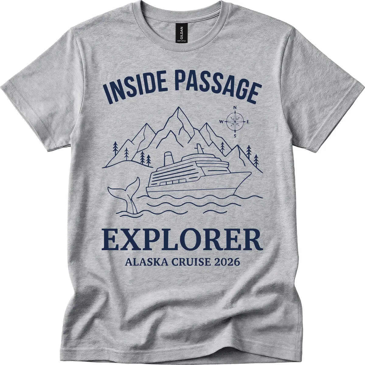 Inside Passage Explorer Alaska Cruise 2026 T-Shirt in Sport Grey