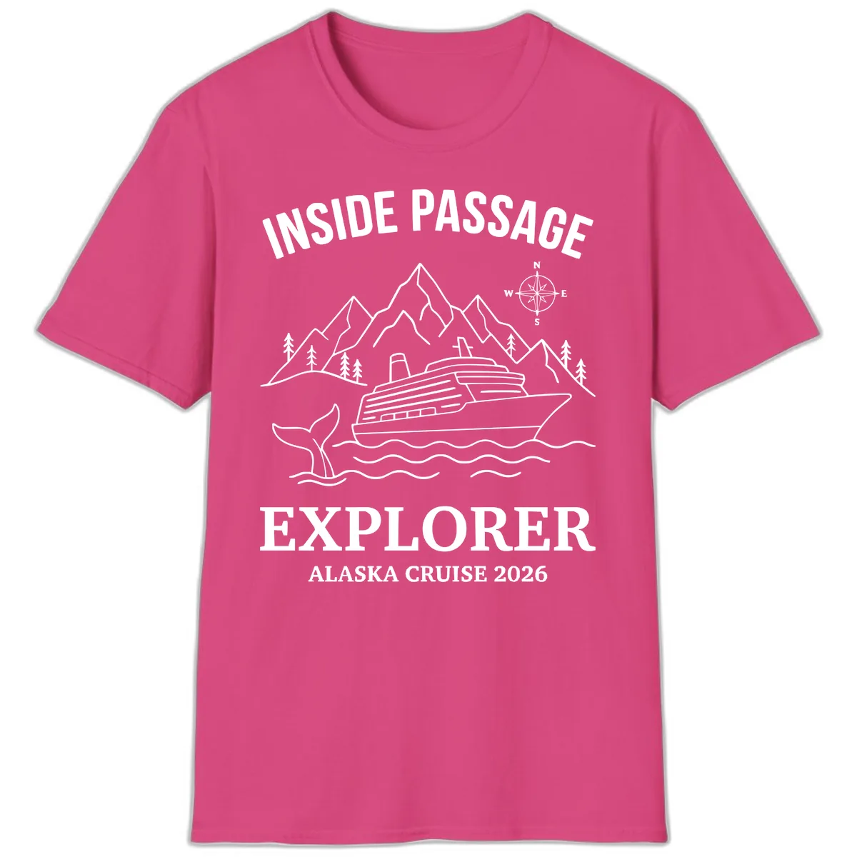 Inside Passage Explorer Alaska Cruise 2026 T-Shirt in Heliconia