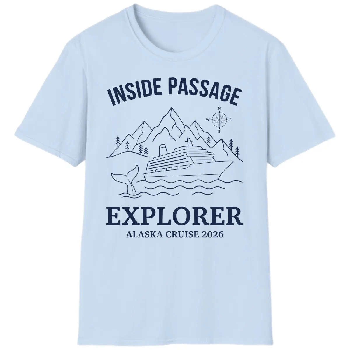 Inside Passage Explorer Alaska Cruise 2026 T-Shirt in Light Blue