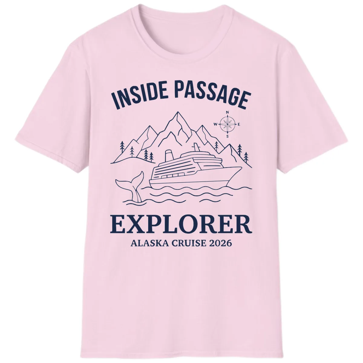 Inside Passage Explorer Alaska Cruise 2026 T-Shirt in Light Pink