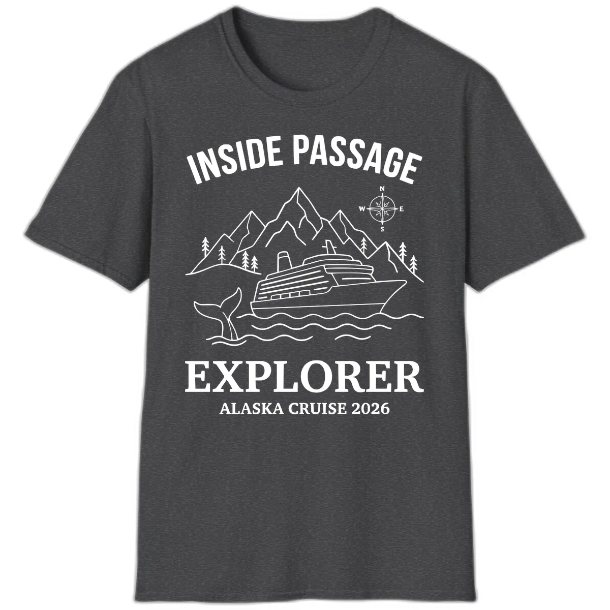 Inside Passage Explorer Alaska Cruise 2026 T-Shirt in Dark Heather