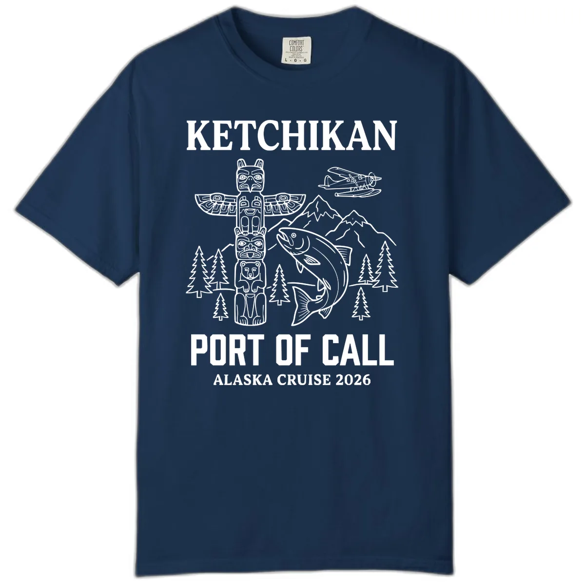 Ketchikan Port Of Call Alaska Cruise Comfort Color in Navy