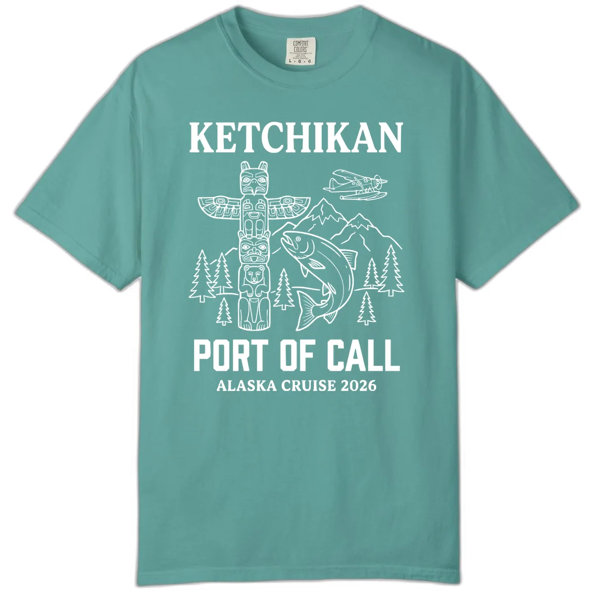 Ketchikan Port Of Call Alaska Cruise Comfort Color in Seafoam
