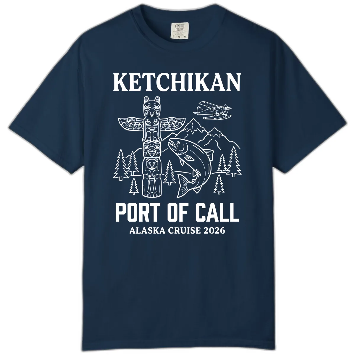 Ketchikan Port Of Call Alaska Cruise Comfort Color in True Navy