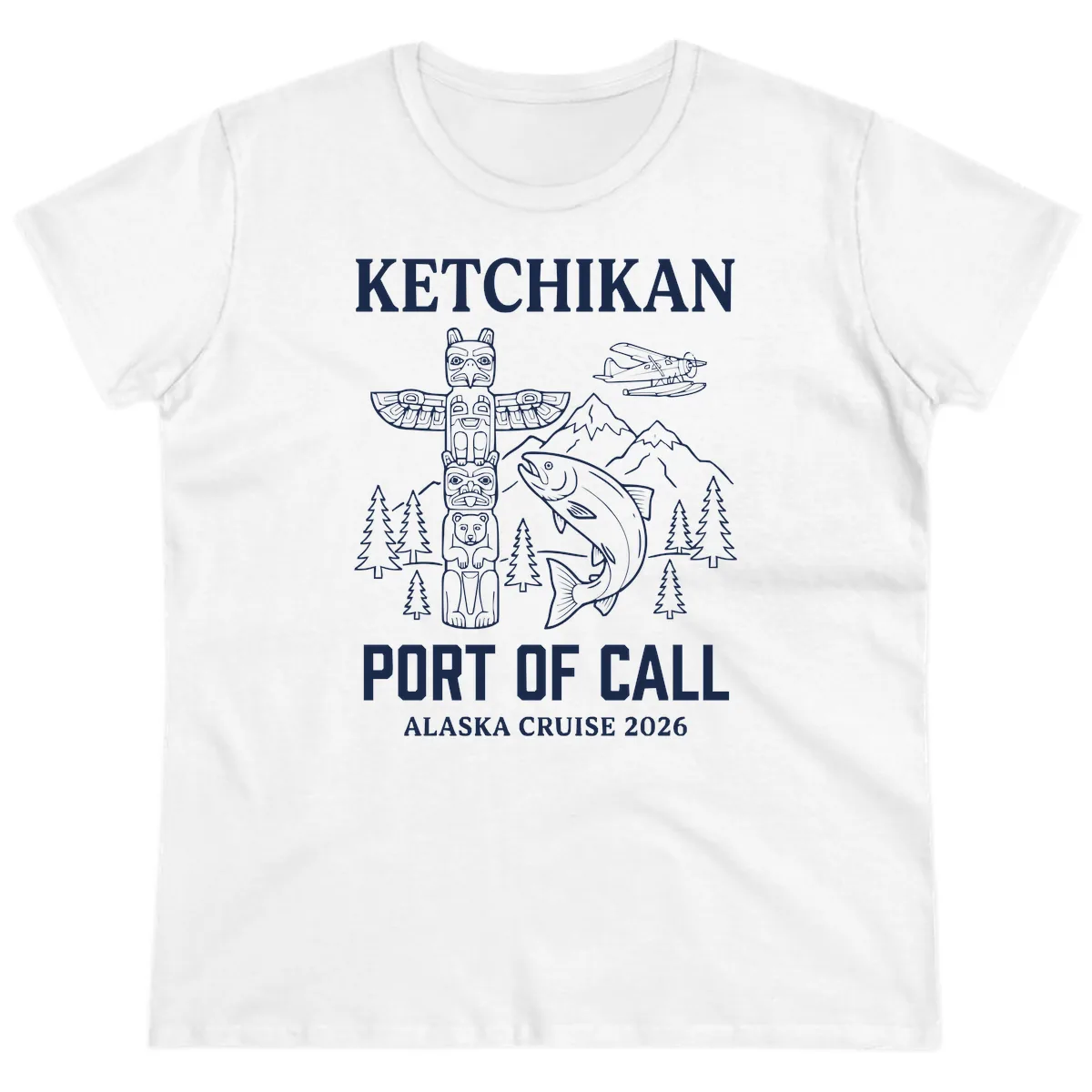 Ketchikan Port Of Call Alaska Cruise Ladies Tee in White