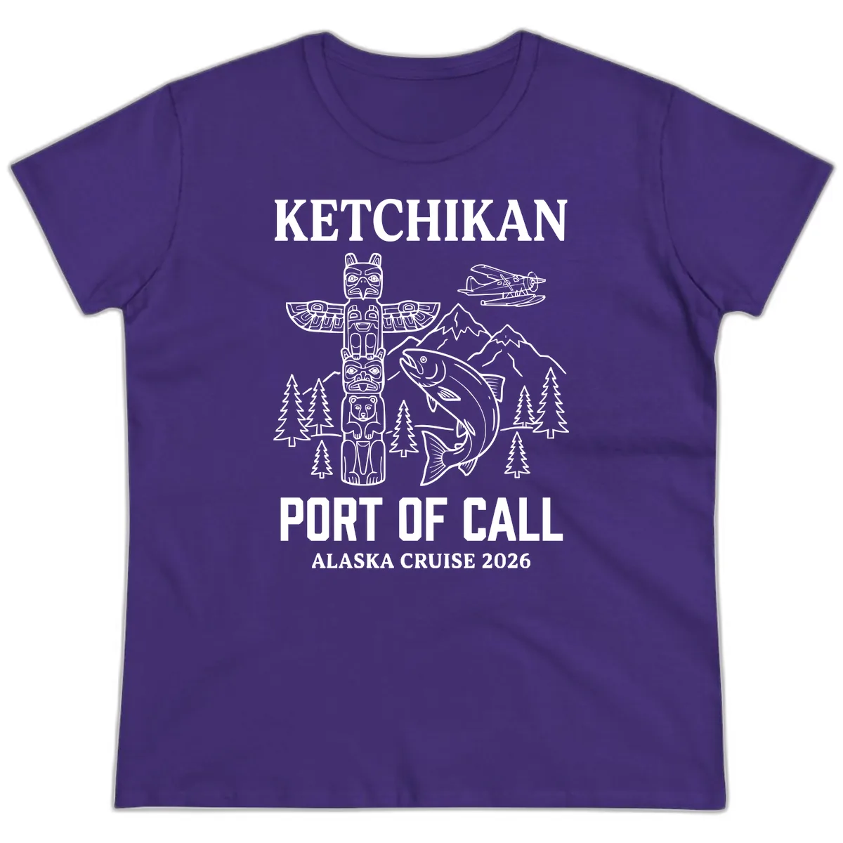 Ketchikan Port Of Call Alaska Cruise Ladies Tee in Purple