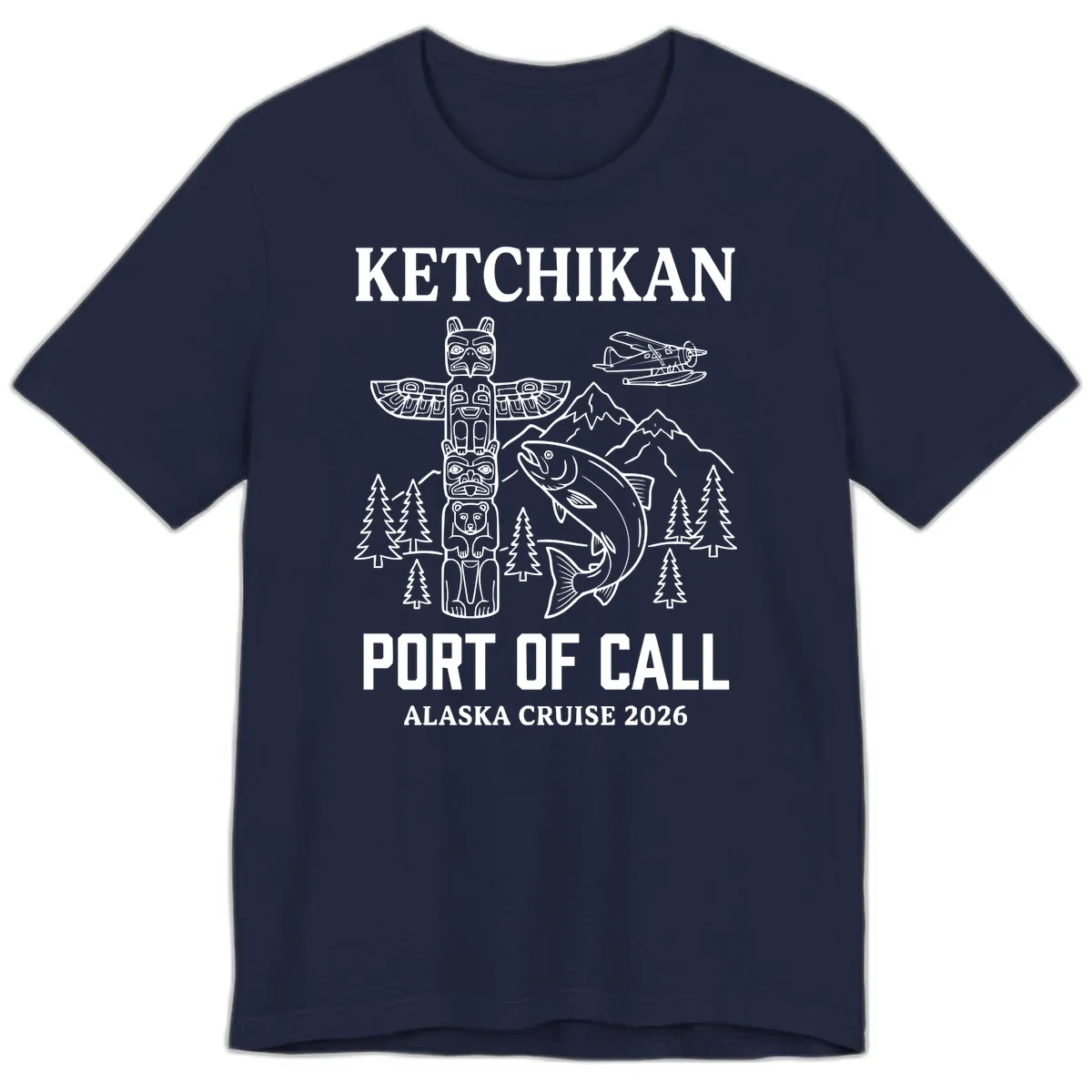 Ketchikan Port Of Call Alaska Cruise Premium T-Shirt in Navy