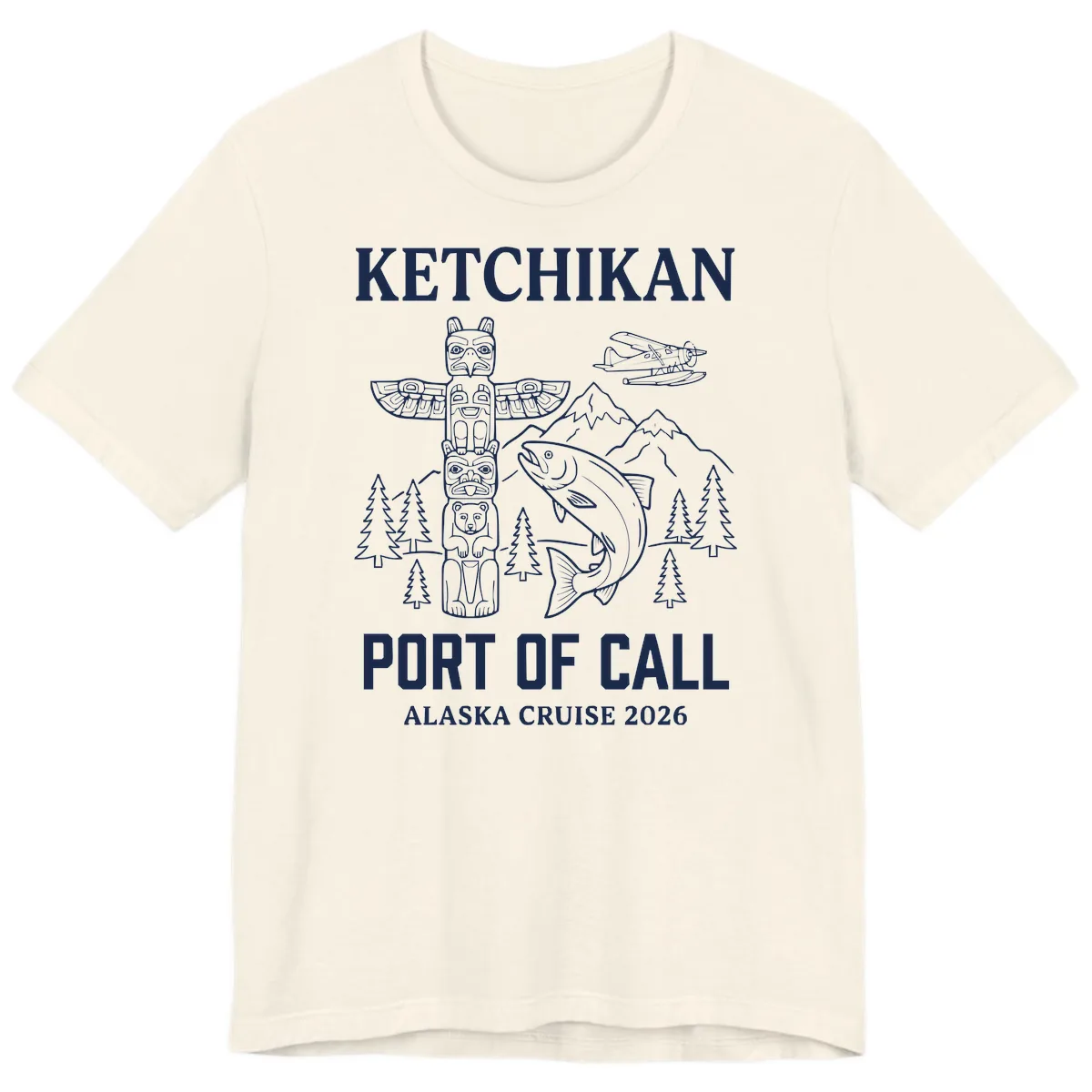 Ketchikan Port Of Call Alaska Cruise Premium T-Shirt in Natural